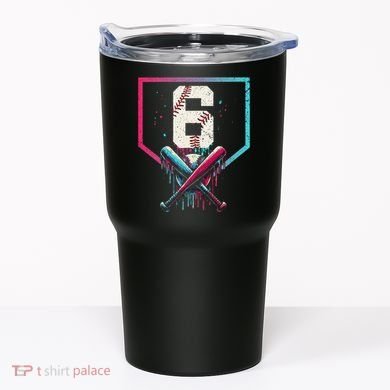 6th Birthday Baseball Home Plate Drip Ice Cream Sprinkle Gift Tumbler