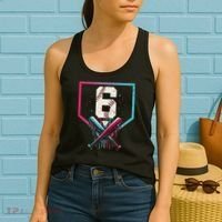 6th Birthday Baseball Home Plate Drip Ice Cream Sprinkle Gift Women's Tank Top thumb 2