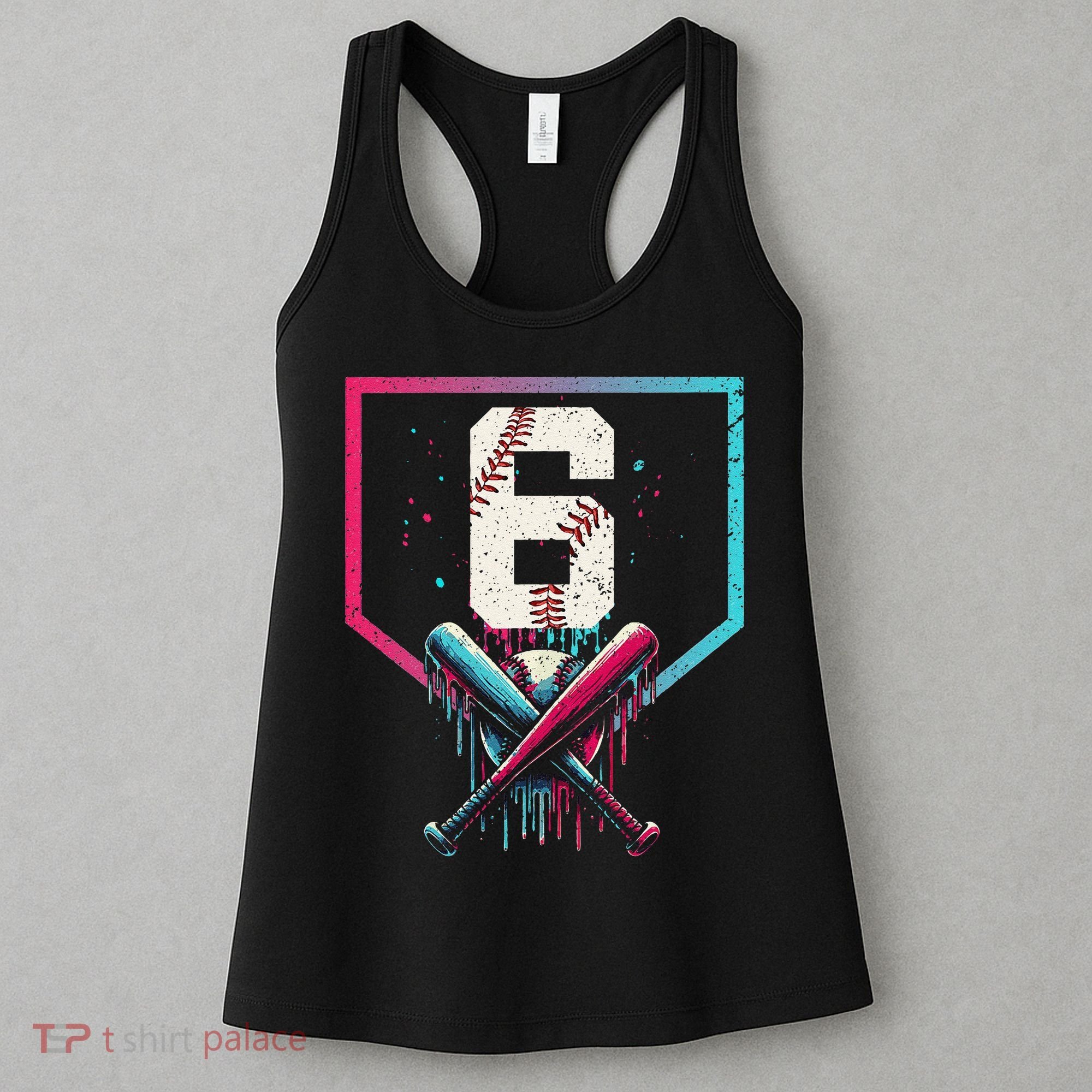6th Birthday Baseball Home Plate Drip Ice Cream Sprinkle Gift Women's Tank Top