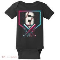 6th Birthday Baseball Home Plate Drip Ice Cream Sprinkle Gift Baby Bodysuit thumb 0