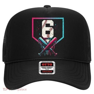 6th Birthday Baseball Home Plate Drip Ice Cream Sprinkle Gift Hat