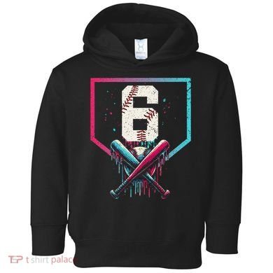 6th Birthday Baseball Home Plate Drip Ice Cream Sprinkle Gift Toddler Hoodie
