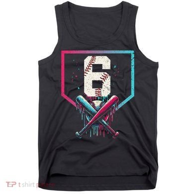 6th Birthday Baseball Home Plate Drip Ice Cream Sprinkle Gift Tank Top
