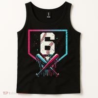 6th Birthday Baseball Home Plate Drip Ice Cream Sprinkle Gift Tank Top thumb 2