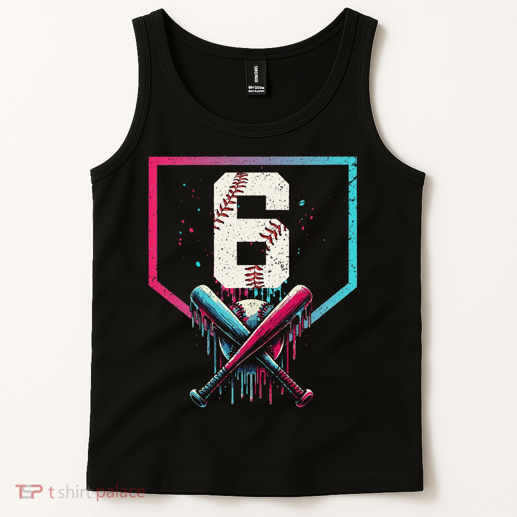 6th Birthday Baseball Home Plate Drip Ice Cream Sprinkle Gift Tank Top