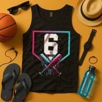 6th Birthday Baseball Home Plate Drip Ice Cream Sprinkle Gift Tank Top thumb 4