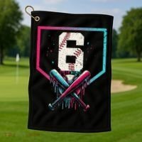 6th Birthday Baseball Home Plate Drip Ice Cream Sprinkle Gift Golf Towel thumb 1