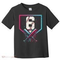 6th Birthday Baseball Home Plate Drip Ice Cream Sprinkle Gift Toddler T-Shirt thumb 0