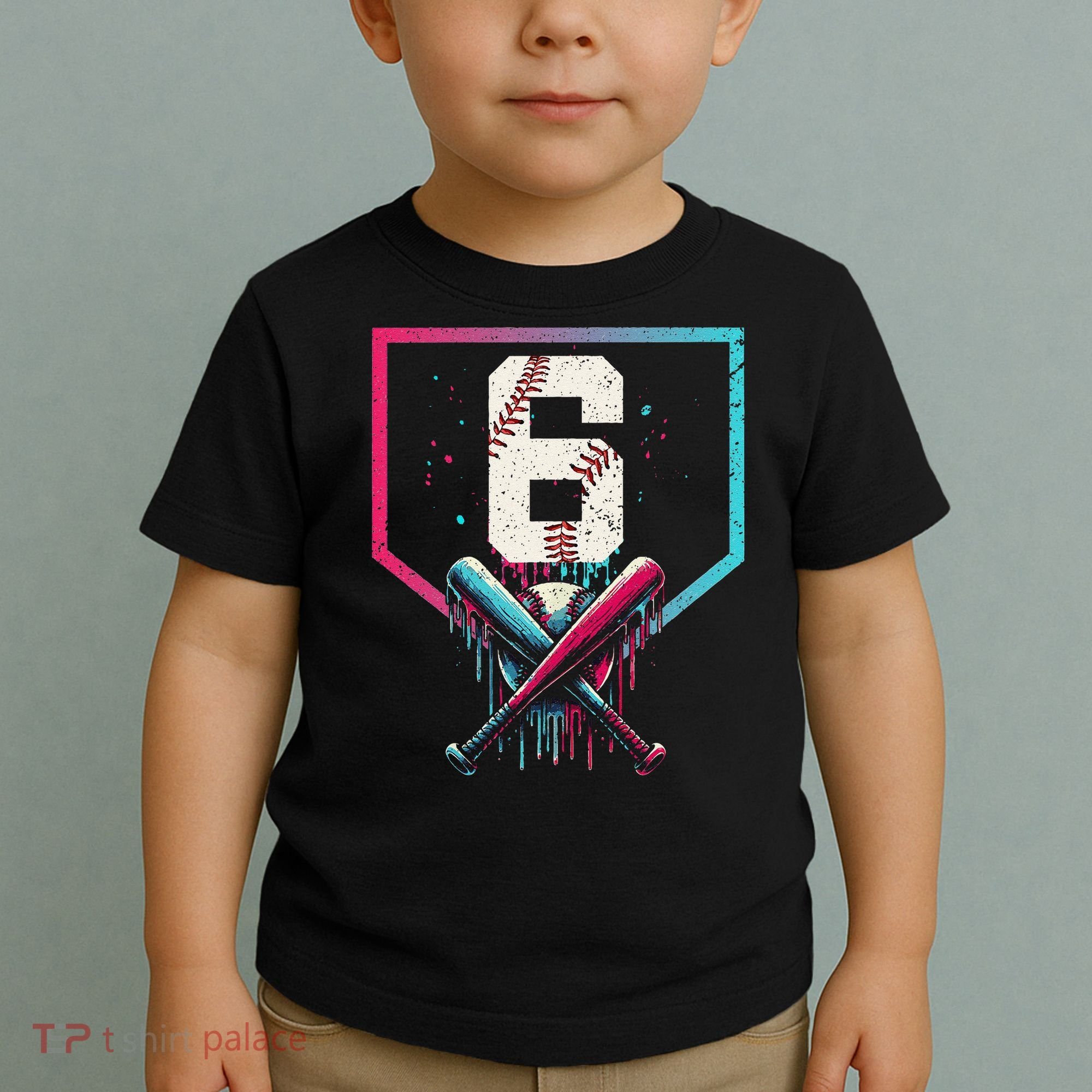 6th Birthday Baseball Home Plate Drip Ice Cream Sprinkle Gift Toddler T-Shirt