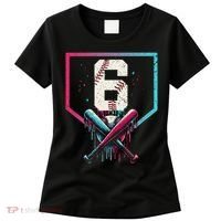 6th Birthday Baseball Home Plate Drip Ice Cream Sprinkle Gift Women's T-Shirt thumb 0