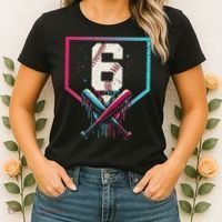 6th Birthday Baseball Home Plate Drip Ice Cream Sprinkle Gift Women's T-Shirt thumb 2
