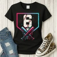 6th Birthday Baseball Home Plate Drip Ice Cream Sprinkle Gift Women's T-Shirt thumb 3