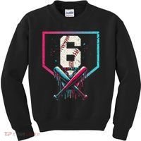 6th Birthday Baseball Home Plate Drip Ice Cream Sprinkle Gift Kids Sweatshirt thumb 0