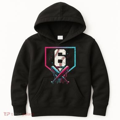6th Birthday Baseball Home Plate Drip Ice Cream Sprinkle Gift Kids Hoodie