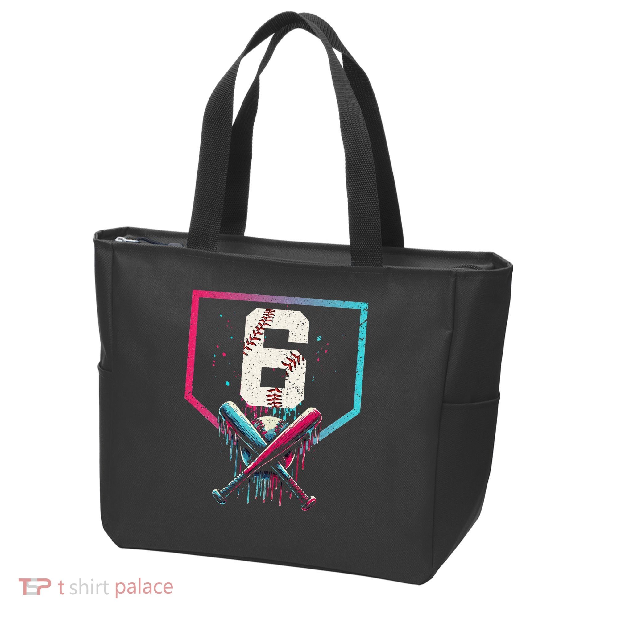 6th Birthday Baseball Home Plate Drip Ice Cream Sprinkle Gift Tote Bag