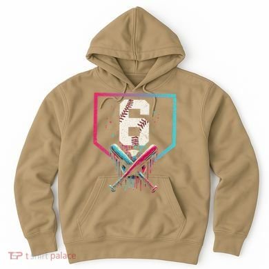 6th Birthday Baseball Home Plate Drip Ice Cream Sprinkle Gift Hoodie