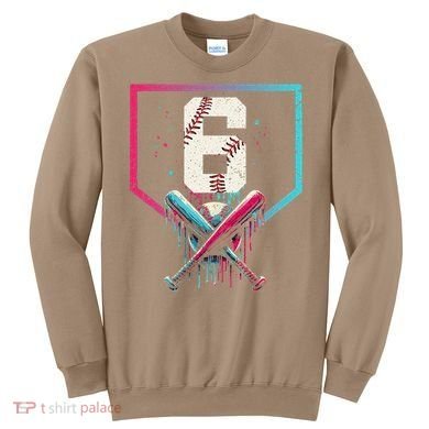 6th Birthday Baseball Home Plate Drip Ice Cream Sprinkle Gift Sweatshirt