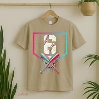 6th Birthday Baseball Home Plate Drip Ice Cream Sprinkle Gift T-Shirt thumb 2