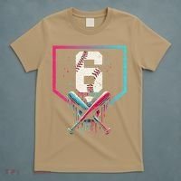 6th Birthday Baseball Home Plate Drip Ice Cream Sprinkle Gift T-Shirt thumb 5