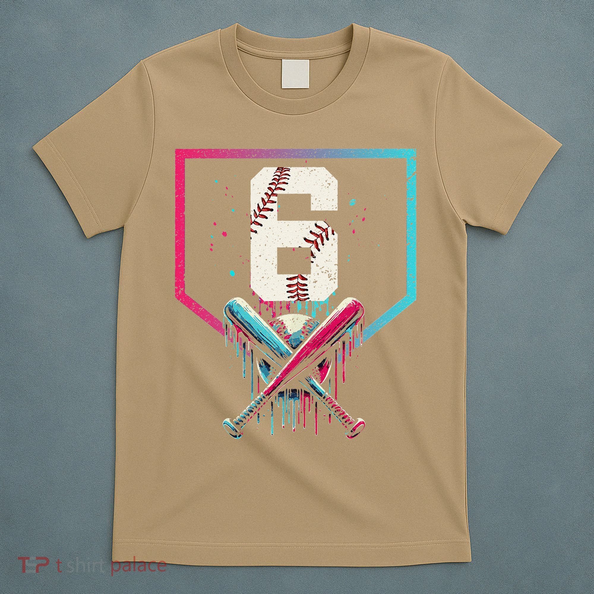 6th Birthday Baseball Home Plate Drip Ice Cream Sprinkle Gift T-Shirt