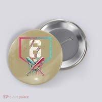 6th Birthday Baseball Home Plate Drip Ice Cream Sprinkle Gift Button thumb 0