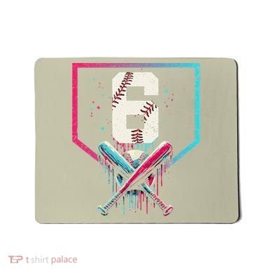 6th Birthday Baseball Home Plate Drip Ice Cream Sprinkle Gift Mousepad