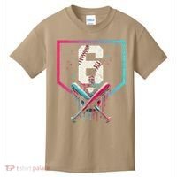 6th Birthday Baseball Home Plate Drip Ice Cream Sprinkle Gift Kids T-Shirt thumb 0