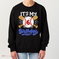 6th Baseball Birthday Party Sport Fan 6 Years Old Women's Sweatshirt thumb 0