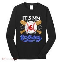 6th Baseball Birthday Party Sport Fan 6 Years Old Long Sleeve Shirt thumb 0