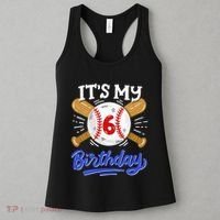 6th Baseball Birthday Party Sport Fan 6 Years Old Women's Tank Top thumb 3