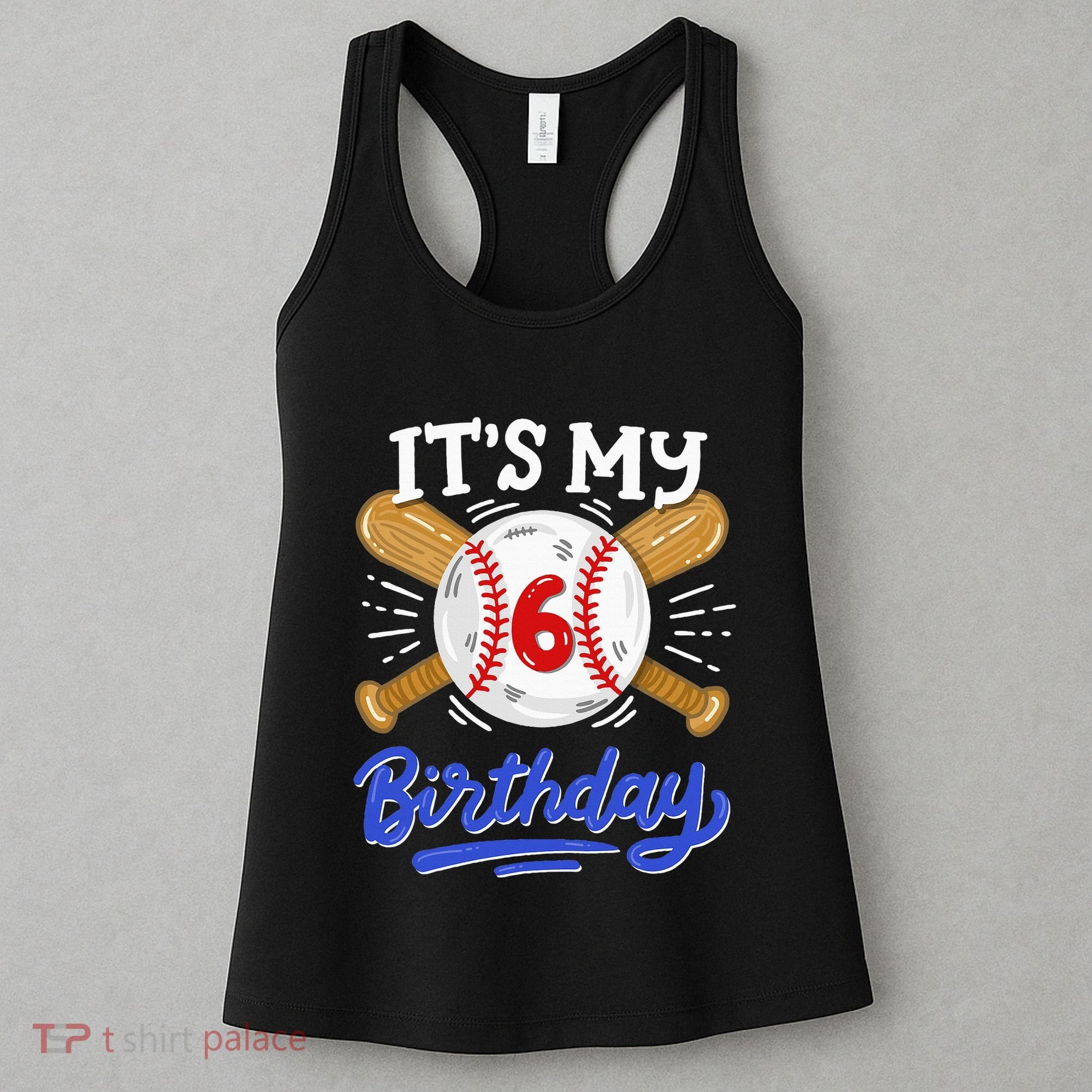 6th Baseball Birthday Party Sport Fan 6 Years Old Women's Tank Top