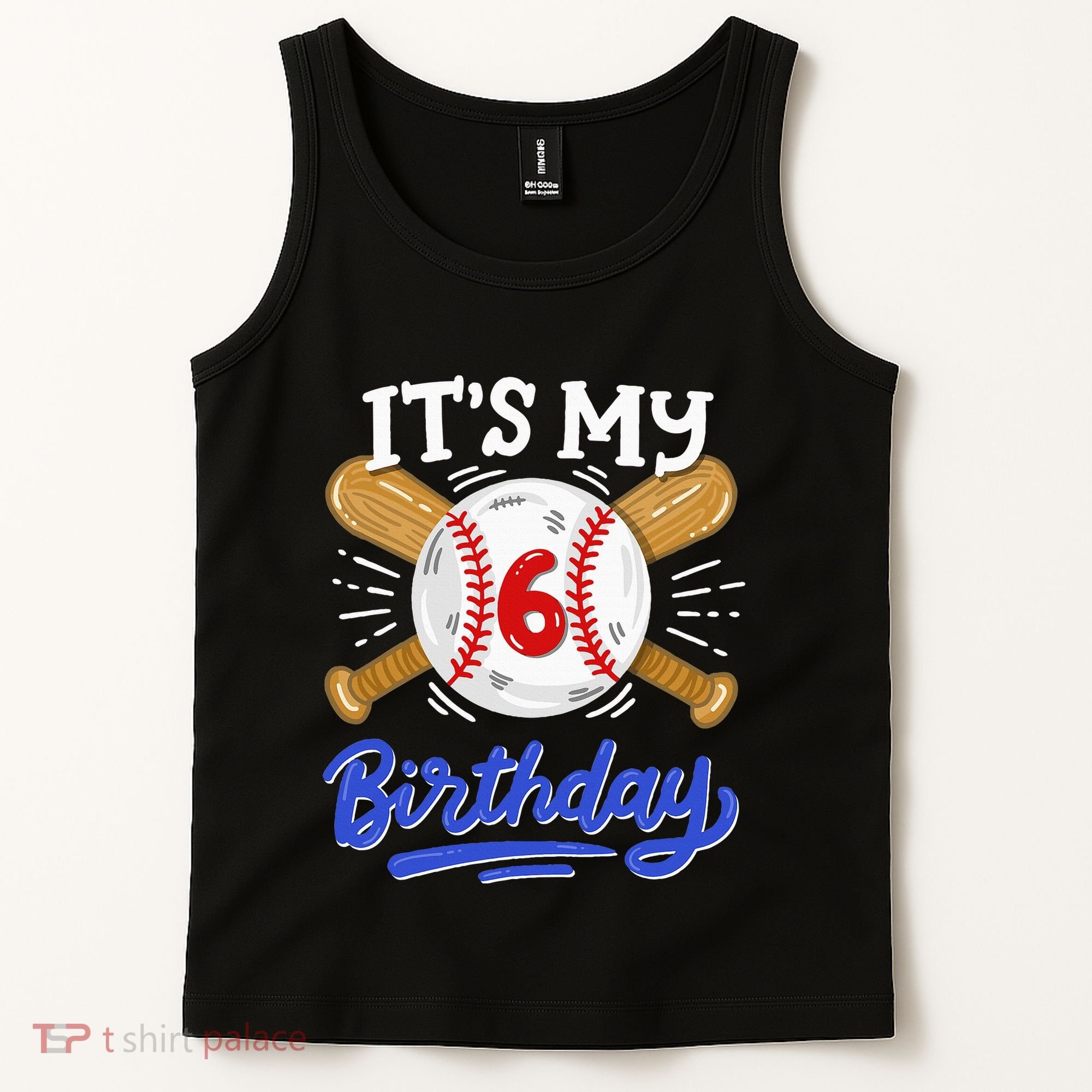 6th Baseball Birthday Party Sport Fan 6 Years Old Tank Top