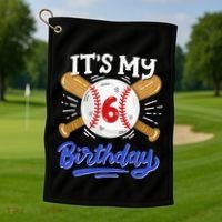 6th Baseball Birthday Party Sport Fan 6 Years Old Golf Towel thumb 1