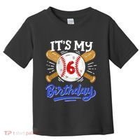 6th Baseball Birthday Party Sport Fan 6 Years Old Toddler T-Shirt thumb 0