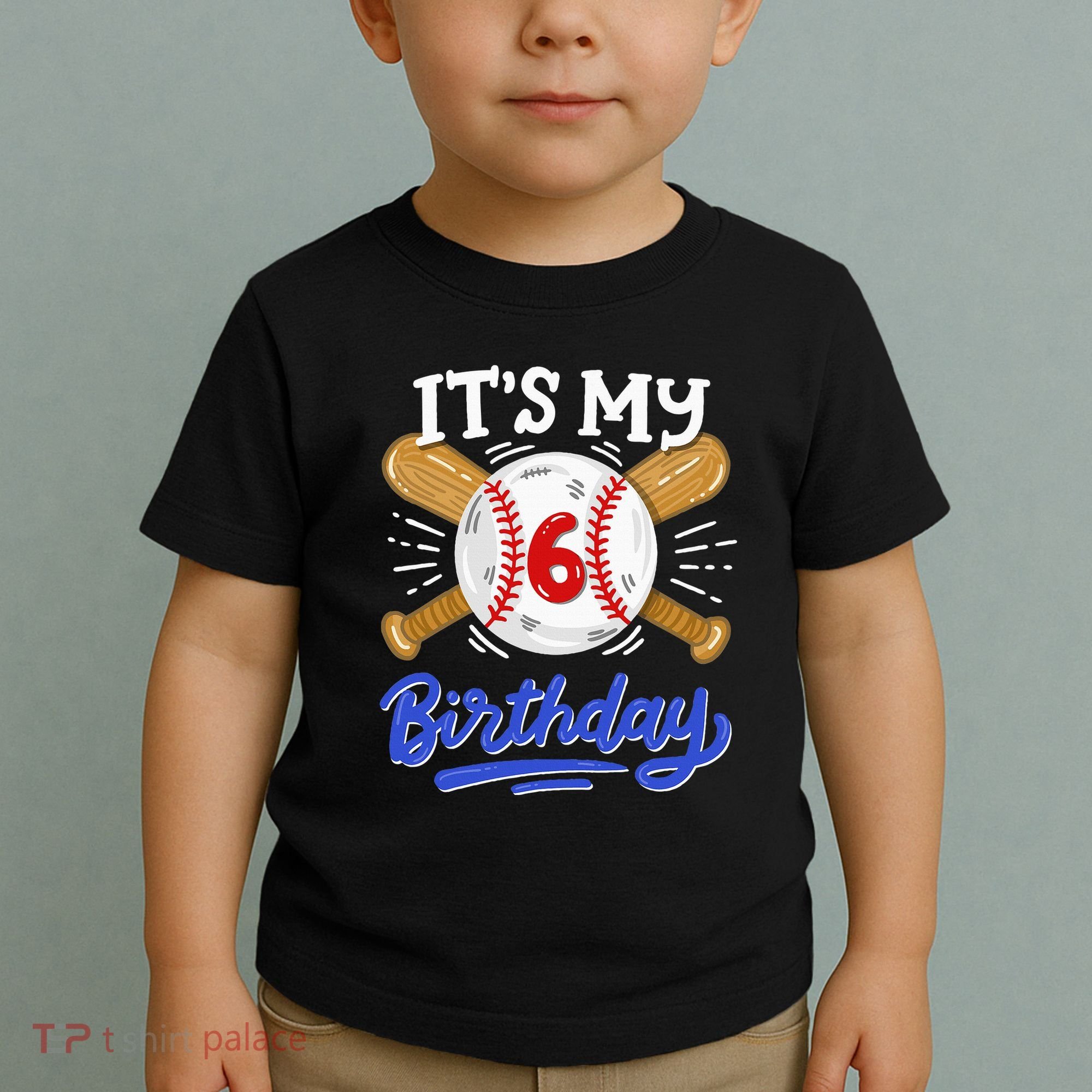6th Baseball Birthday Party Sport Fan 6 Years Old Toddler T-Shirt