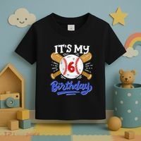 6th Baseball Birthday Party Sport Fan 6 Years Old Toddler T-Shirt thumb 3