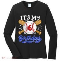 6th Baseball Birthday Party Sport Fan 6 Years Old Women's Long Sleeve Shirt thumb 0