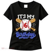 6th Baseball Birthday Party Sport Fan 6 Years Old Women's T-Shirt thumb 0