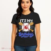 6th Baseball Birthday Party Sport Fan 6 Years Old Women's T-Shirt thumb 4