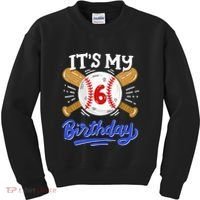 6th Baseball Birthday Party Sport Fan 6 Years Old Kids Sweatshirt thumb 0