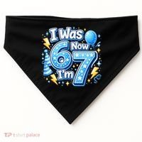 6-7 Birthday Boy 7 Years Old I Was 6 Now I'm 7 USA-Made Doggie Bandana thumb 0