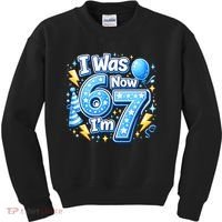 6-7 Birthday Boy 7 Years Old I Was 6 Now I'm 7 Kids Sweatshirt thumb 0