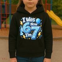 6-7 Birthday Boy 7 Years Old I Was 6 Now I'm 7 Kids Hoodie thumb 3
