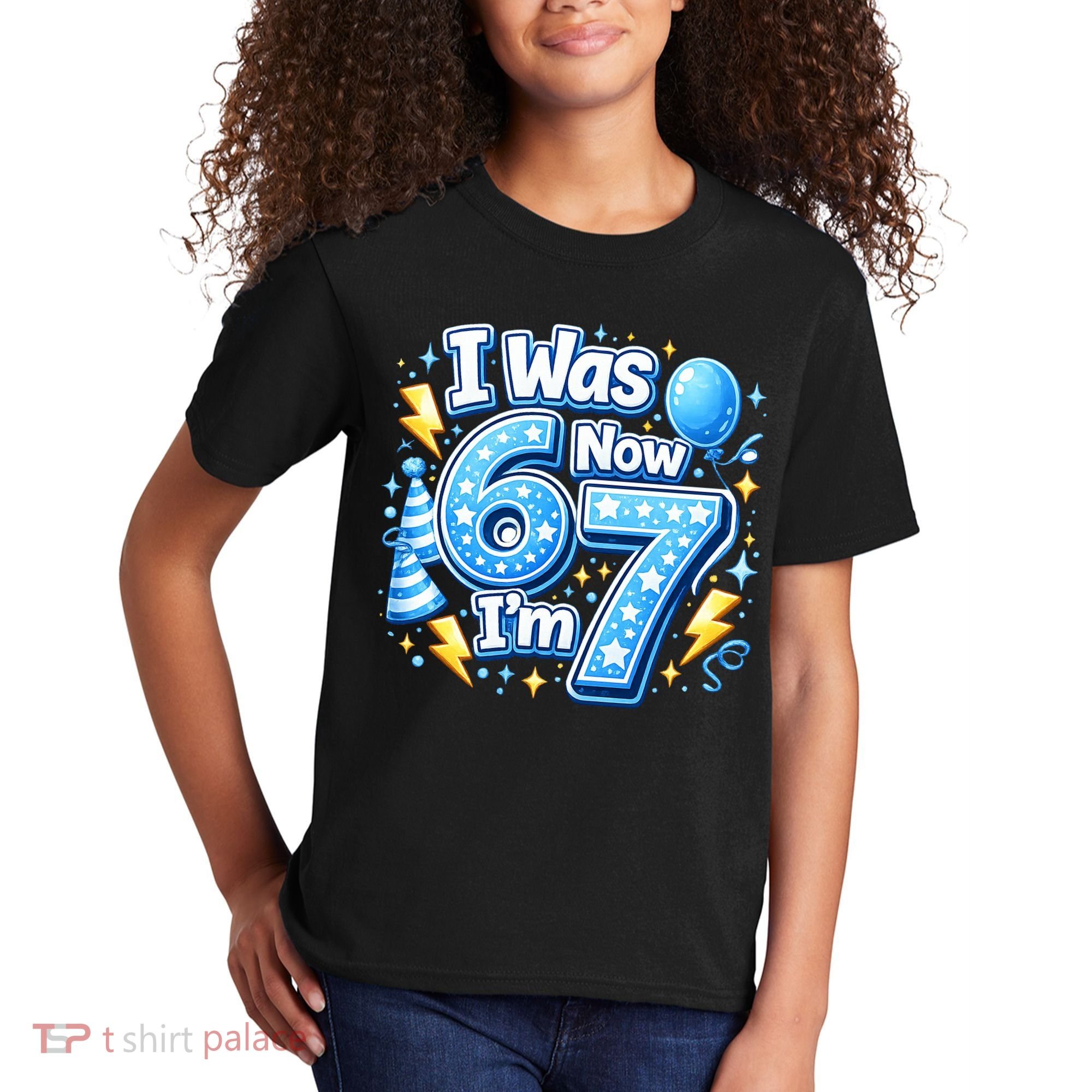 6-7 Birthday Boy 7 Years Old I Was 6 Now I'm 7 Kids T-Shirt