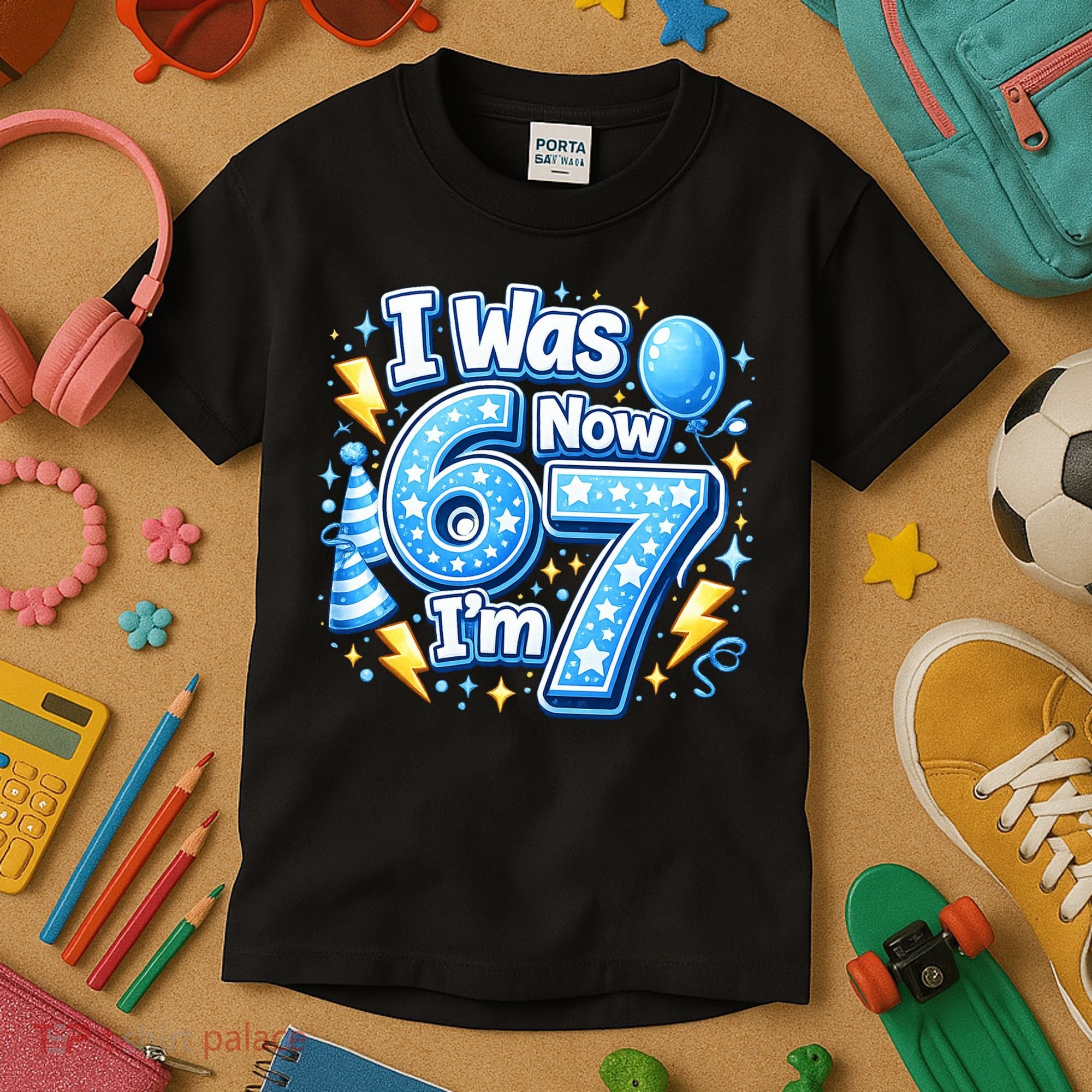 6-7 Birthday Boy 7 Years Old I Was 6 Now I'm 7 Kids T-Shirt