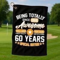60th Birthday Being Totally Awesome Since 1966 Special Edition  Golf Towel thumb 1