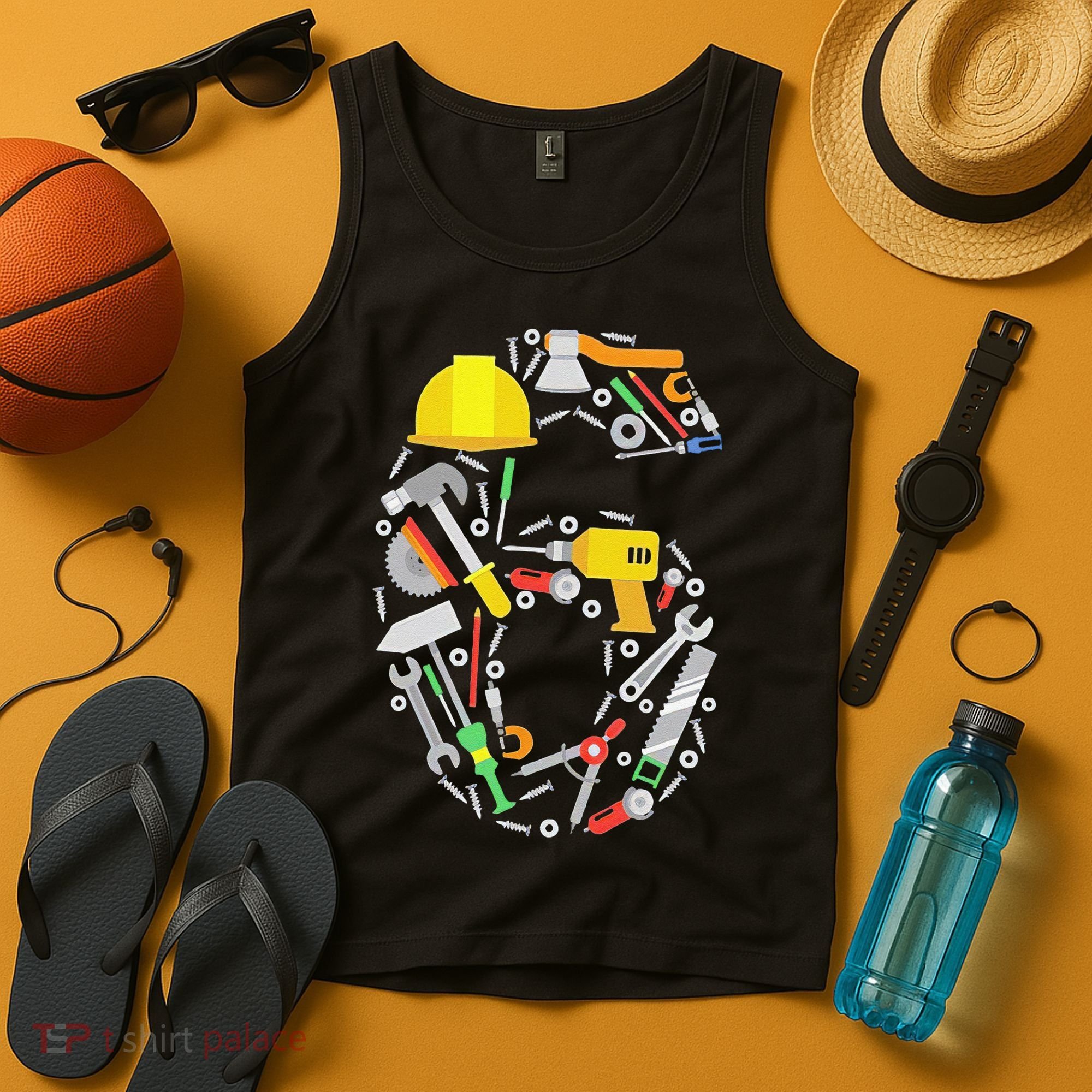 6th Birthday Builder Workman Handyman Tools Tank Top