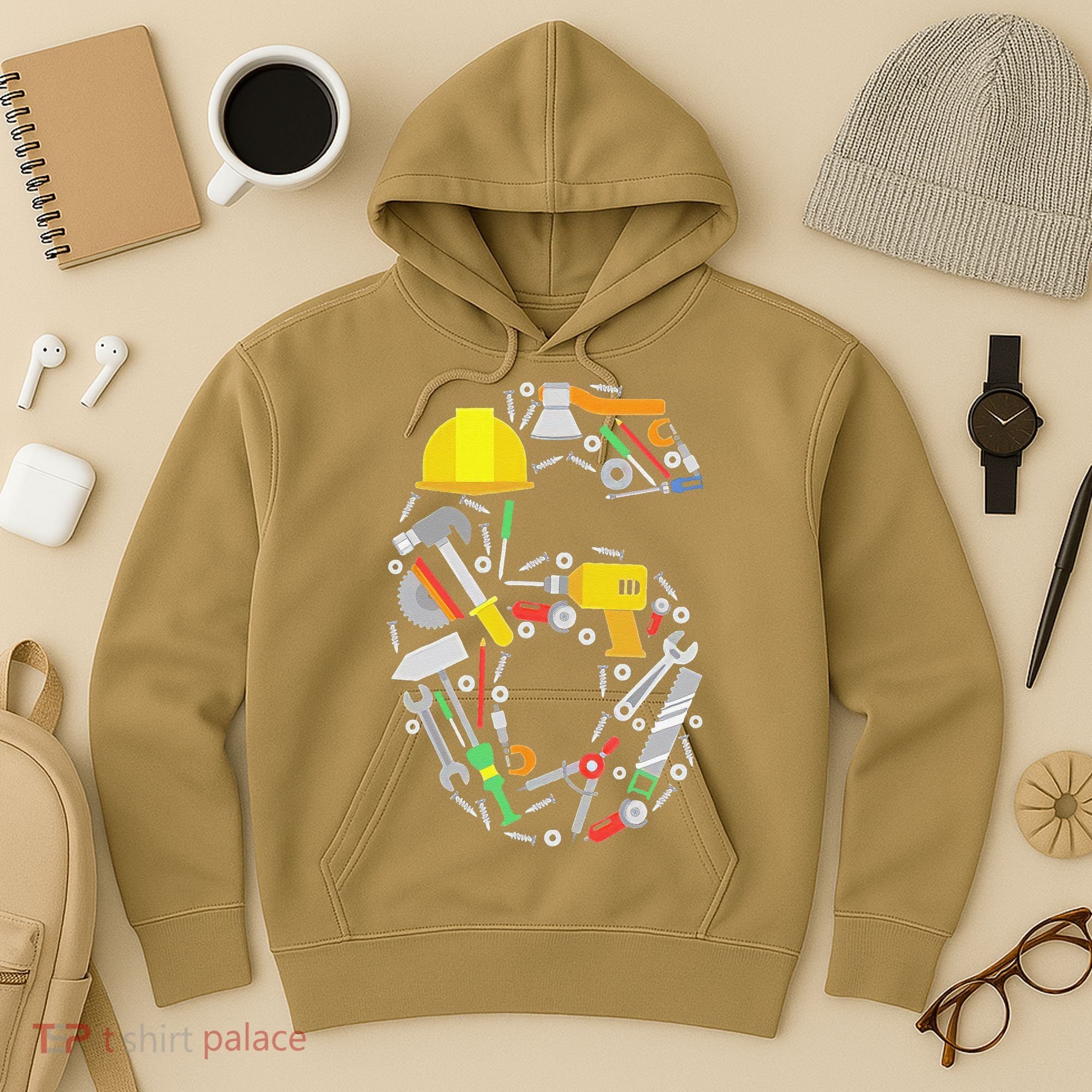 6th Birthday Builder Workman Handyman Tools Hoodie