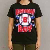 6th Birthday Baseball Big Number Six 6 Year Old Boy Girl T-Shirt thumb 4