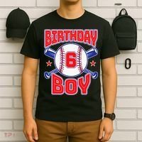 6th Birthday Baseball Big Number Six 6 Year Old Boy Girl T-Shirt thumb 6